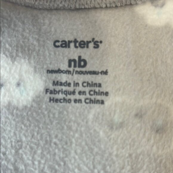 Carter's Newborn Fleece Footie Pajamas Gray Cloud Onesie - Picture 4 of 6